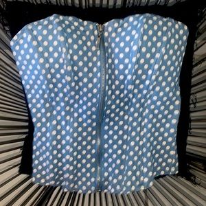 Blue & White Polka Dot Corset